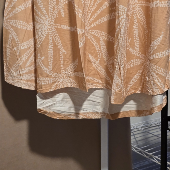 Peach Patterned Women's High Low Dress - Picture 2 of 5